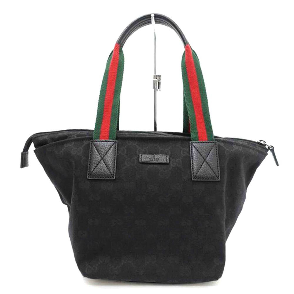 Gucci GG Canvas Tote Bag Web Stripe Black
